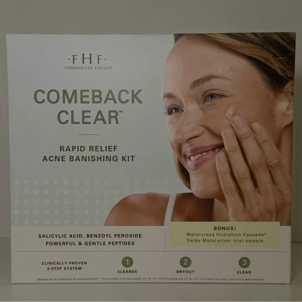 NWT - FarmHouse Fresh Acne Kit COMEBACK CLEAR RAPID RELIEF 4 Sealed Items - Picture 2 of 5